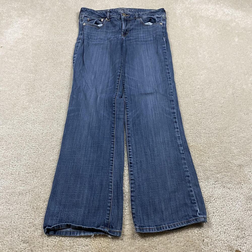 American Eagle Jeans Womens 10 Blue Favorite Boyfriend Stretch Relaxed Wide Leg - Picture 4 of 12